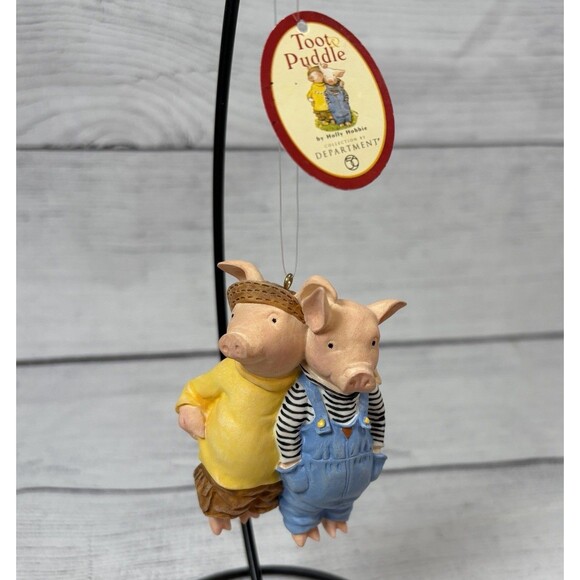Dept 56 Toot & Puddle Ornament Pigs Best Friends 3" Vintage 2001 Holly Hobbie - Picture 1 of 4